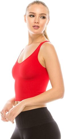 Kurve Women’s Crop Tank Top – Sleeveless Ribbed Seamless Cropped Yoga Workout Cami UV Protective Fabric UPF 50+ Made in USA in Saudi Arabia