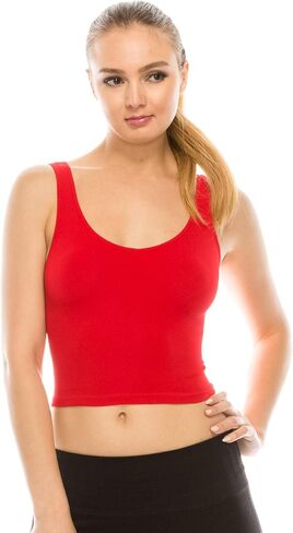 Kurve Women’s Crop Tank Top – Sleeveless Ribbed Seamless Cropped Yoga Workout Cami UV Protective Fabric UPF 50+ Made in USA in Saudi Arabia