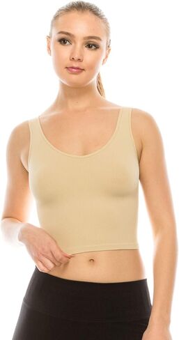 Kurve Women’s Crop Tank Top – Sleeveless Ribbed Seamless Cropped Yoga Workout Cami UV Protective Fabric UPF 50+ Made in USA in Saudi Arabia