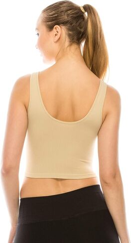 Kurve Women’s Crop Tank Top – Sleeveless Ribbed Seamless Cropped Yoga Workout Cami UV Protective Fabric UPF 50+ Made in USA in Saudi Arabia