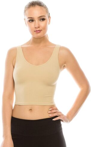 Kurve Women’s Crop Tank Top – Sleeveless Ribbed Seamless Cropped Yoga Workout Cami UV Protective Fabric UPF 50+ Made in USA in Saudi Arabia