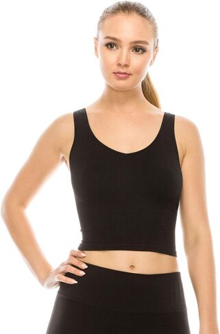 Kurve Women’s Crop Tank Top – Sleeveless Ribbed Seamless Cropped Yoga Workout Cami UV Protective Fabric UPF 50+ Made in USA in Saudi Arabia