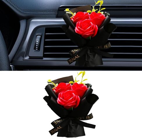 Mini Bouquet Car Air Freshener Outlet Vent Clip, Rose Car Dashboard Air Vent Trim Clips, Cute Flower Automotive Interior Diffuser Decoration Accessories for Women Present (Dreamy Pink) in Saudi Arabia