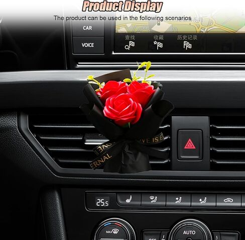 Mini Bouquet Car Air Freshener Outlet Vent Clip, Rose Car Dashboard Air Vent Trim Clips, Cute Flower Automotive Interior Diffuser Decoration Accessories for Women Present (Dreamy Pink) in Saudi Arabia