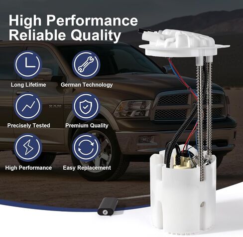 Electric Fuel Pump Module Assembly Compatible with 2009-2010 Dodge Ram 1500 V6 3.7L V8 5.7L Gas Crew Extended Standard Cab Pickup Replace E7252M P76702M VANBOL0136 with Sending Unit O-ring in Saudi Arabia