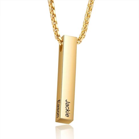 OPALSTOCK Father's Day Gifts for Men Necklace for Dad Custom Name Necklace for Men Personalized 3D Engraved Bar Father's Day Gifts from Daughter Customized Name Jewelry Gift for Dad in Saudi Arabia
