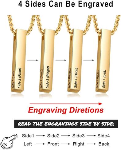OPALSTOCK Father's Day Gifts for Men Necklace for Dad Custom Name Necklace for Men Personalized 3D Engraved Bar Father's Day Gifts from Daughter Customized Name Jewelry Gift for Dad in Saudi Arabia