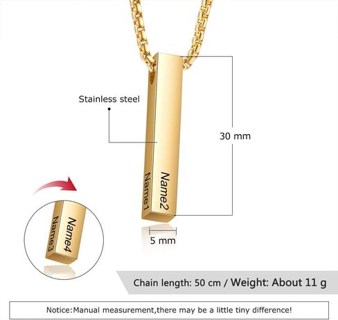 OPALSTOCK Father's Day Gifts for Men Necklace for Dad Custom Name Necklace for Men Personalized 3D Engraved Bar Father's Day Gifts from Daughter Customized Name Jewelry Gift for Dad in Saudi Arabia