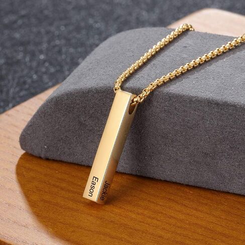 OPALSTOCK Father's Day Gifts for Men Necklace for Dad Custom Name Necklace for Men Personalized 3D Engraved Bar Father's Day Gifts from Daughter Customized Name Jewelry Gift for Dad in Saudi Arabia