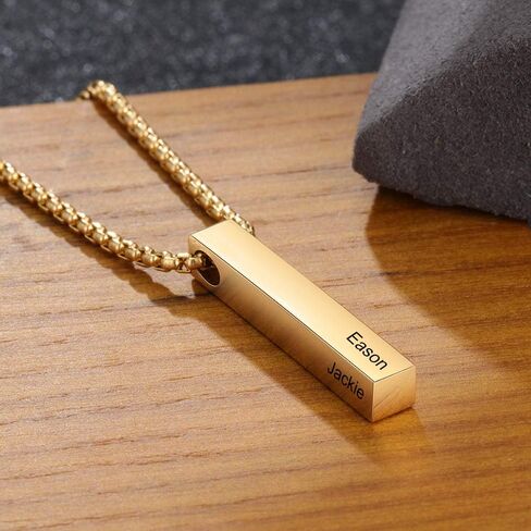 OPALSTOCK Father's Day Gifts for Men Necklace for Dad Custom Name Necklace for Men Personalized 3D Engraved Bar Father's Day Gifts from Daughter Customized Name Jewelry Gift for Dad in Saudi Arabia