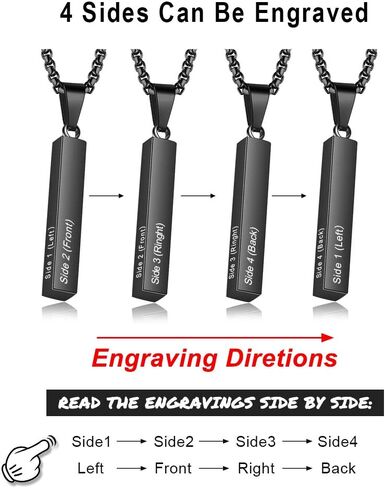 OPALSTOCK Father's Day Gifts for Men Necklace for Dad Custom Name Necklace for Men Personalized 3D Engraved Bar Father's Day Gifts from Daughter Customized Name Jewelry Gift for Dad in Saudi Arabia