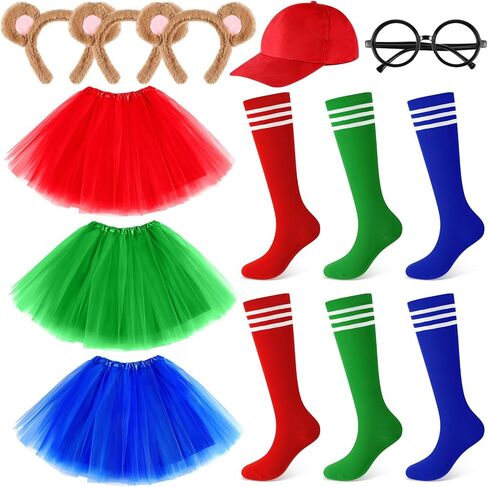Ficerd 14 PCS Halloween Squirrel Comples مجموعة بما في ذلك 3 PCS Squirrel Theadband 6 Pcs Knee High Socks 3 PCS Tutu Gret in Saudi Arabia