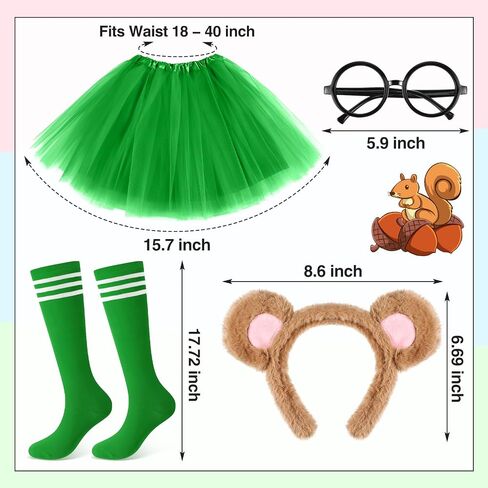 Ficerd 14 PCS Halloween Squirrel Comples مجموعة بما في ذلك 3 PCS Squirrel Theadband 6 Pcs Knee High Socks 3 PCS Tutu Gret in Saudi Arabia