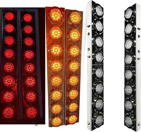 4 مساءً طقم منظف الهواء الأمامي 16 شقة RED+مصابيح LED صفراء وإيضاد -ل Peterbilt عاكس/عدسة خلوص/ضوء العلامة ، الفولاذ المقاوم للصدأ in Saudi Arabia