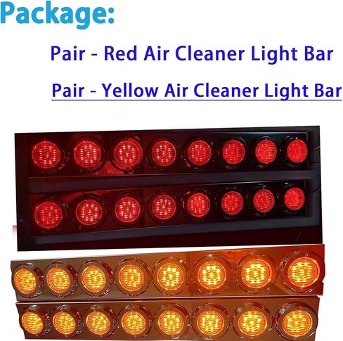 4 مساءً طقم منظف الهواء الأمامي 16 شقة RED+مصابيح LED صفراء وإيضاد -ل Peterbilt عاكس/عدسة خلوص/ضوء العلامة ، الفولاذ المقاوم للصدأ in Saudi Arabia