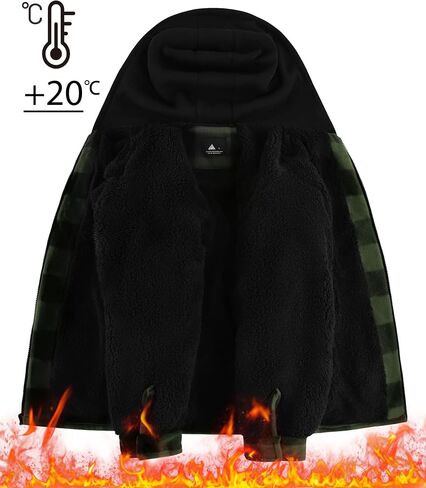 Zity Boys Flannel Shirt Jacket Fleece Sherpa مبطن من منقوشة السترات للجنسين معطف كامل zip Hoodie Girls Winter Outwear 6-15 in Saudi Arabia