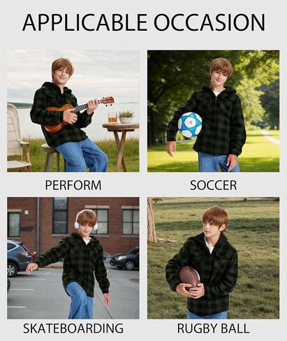 Zity Boys Flannel Shirt Jacket Fleece Sherpa مبطن من منقوشة السترات للجنسين معطف كامل zip Hoodie Girls Winter Outwear 6-15 in Saudi Arabia