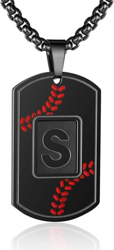 A-Z Dog Tag Necklace for Men - Baseball Charm Pendant, Stainless Steel Chain 22+2 Inches, Personalized Sports Athletes Jewelry Gift in Saudi Arabia
