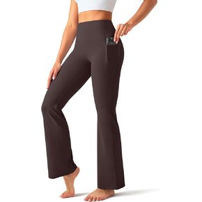 OLCHEE Womens Yoga Pants Flare Leggings with Pockets High Waist Tummy Control Workout Bell Bottom Bootcut in Kuwait