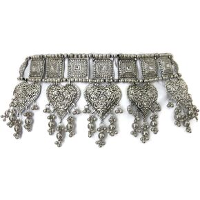 حزام المرأة المصنوع يدويًا النحاس المصنوع من النحاس النحاسي ، ميداليات منقوشة مطلي بالفضة القديمة المؤكسدة | الغجر الهبي بوهو زفاف البطن الرقص مجوهرات الجدة ملحق | مقاس واحد مع العلاقات يناسب الجميع in Kuwait