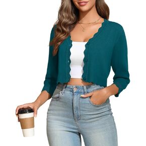 Askyes Women’s Cardigan Sweater 3/4 Sleeves V-Neck Button Down Lightweight Real Knit Cardigan Shurgs Sweater S-3XL in Kuwait