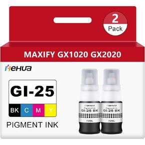 Hehua Gi-25 Pigment Bottles Bottles Pottill Pontlish for Canon GI25 GI 25 Ink Bottles متوافقة مع Canon Maxify GX1020 GX2020 طابعات الحبر 4 حزمة 190 مل (أسود سايان ماجنتا الأصفر) in Saudi Arabia