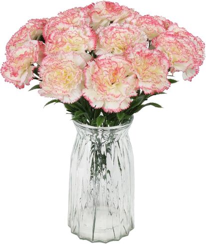 16pcs القرنفلات الوردي الزهور الاصطناعية 14.8 '' زهور الحرير قرنفل وهمية مع قرنفل فو ، زهور مركبة منزلية مركزية ديكور الزفاف ترتيبات الأزهار (الوردي الفاتح) in Kuwait