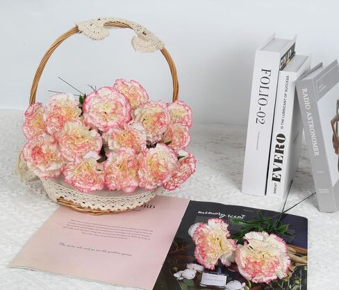 16pcs القرنفلات الوردي الزهور الاصطناعية 14.8 '' زهور الحرير قرنفل وهمية مع قرنفل فو ، زهور مركبة منزلية مركزية ديكور الزفاف ترتيبات الأزهار (الوردي الفاتح) in Kuwait