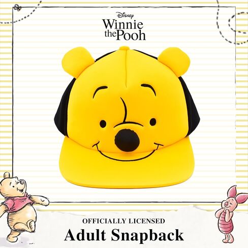Disney Winnie The Pooh Baseball Cap, Adult Snapback Hat with Flat Brim and 3D Nose and Ears, Multi, One Size in Saudi Arabia
