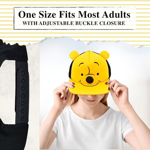 Disney Winnie The Pooh Baseball Cap, Adult Snapback Hat with Flat Brim and 3D Nose and Ears, Multi, One Size in Saudi Arabia