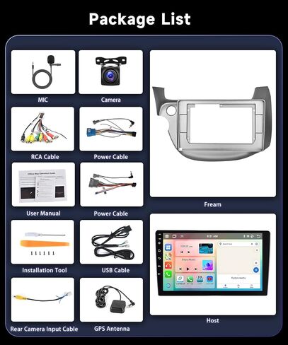 راديو سيارة بلوتوث بشاشة 10.1 بوصة HD 2.5D تعمل باللمس لسيارة Honda Fit 2008-2013 مع CarPlay Android Auto، 4 Core Android Stereo يدعم GPS Navi WiFi HiFi Mirroring AirPlay SWC 1080P كاميرا احتياطية in Saudi Arabia