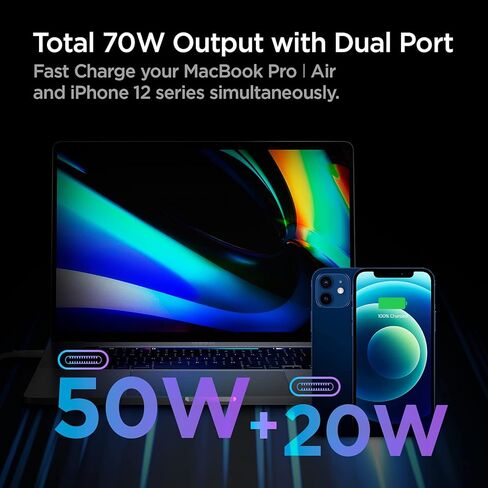 USB C Charger, Spigen 30W USB-C Power Adapter, GaN II Compact & Foldable Fast Charging for MacBook Air iPhone 15 Pro Max Plus 14 Mini iPad Air M2 Pro M4 Galaxy S23 Ultra Plus Note 20 Pixel 8a 8 Fold in Kuwait