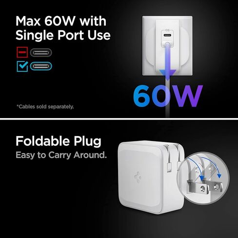 USB C Charger, Spigen 30W USB-C Power Adapter, GaN II Compact & Foldable Fast Charging for MacBook Air iPhone 15 Pro Max Plus 14 Mini iPad Air M2 Pro M4 Galaxy S23 Ultra Plus Note 20 Pixel 8a 8 Fold in Kuwait