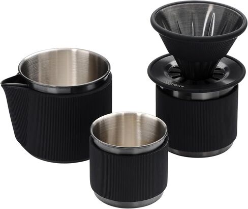 Normcore 2-in-1 Pour Over Coffee Dripper, Single Cup Travel Coffee Dripper, Use V60 and Wave Filter Paper Coffee Maker, 304 Stainless Steel, Silver in Saudi Arabia