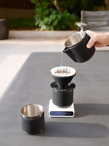 Normcore 2-in-1 Pour Over Coffee Dripper, Single Cup Travel Coffee Dripper, Use V60 and Wave Filter Paper Coffee Maker, 304 Stainless Steel, Silver in Saudi Arabia