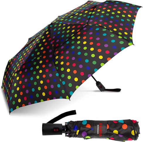 ShedRain Vortex Automatic Compact Folding Windproof Travel Umbrella – Push Button Open & Close - Rain & Windproof Vented Double Canopy – Protect from Rain, Sun & Wind - Wind Tunnel Tested to 75 mph (Charcoal) in Kuwait
