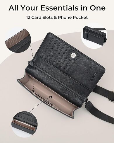 حقيبة كروس صغيرة مبطن للنساء ، محفظة مع فتحات البطاقة وحامل الهاتف in Kuwait