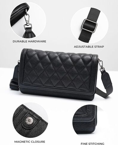 حقيبة كروس صغيرة مبطن للنساء ، محفظة مع فتحات البطاقة وحامل الهاتف in Kuwait