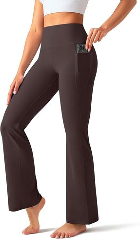 OLCHEE Womens Yoga Pants Flare Leggings with Pockets High Waist Tummy Control Workout Bell Bottom Bootcut in Kuwait
