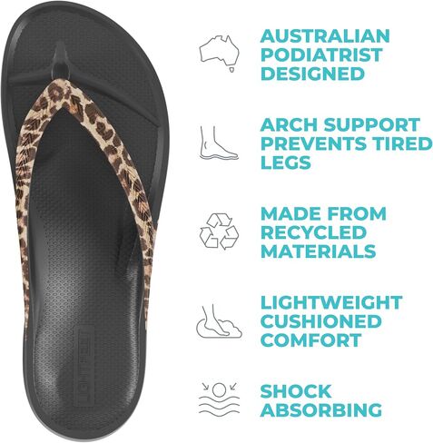 Lightfeet Women Arch Support Flop flops for the Plantar Fasciitis Leopard Print in Kuwait