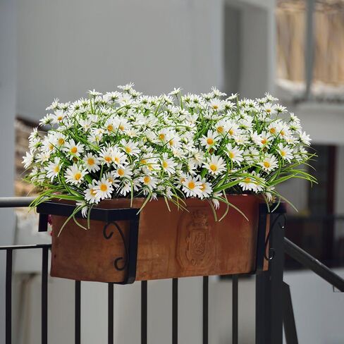 4 Bundles Artificial Silk Daisy Flowers Fake Daisies Plastics Plants Flower Faux Wildflowers Outdoor UV Resistant for Home Decor Indoor Outside Porch Patio Garden Planters Decoration (White) in Saudi Arabia