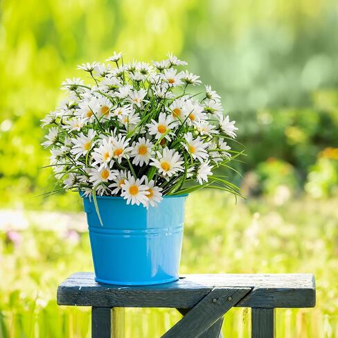 4 Bundles Artificial Silk Daisy Flowers Fake Daisies Plastics Plants Flower Faux Wildflowers Outdoor UV Resistant for Home Decor Indoor Outside Porch Patio Garden Planters Decoration (White) in Saudi Arabia