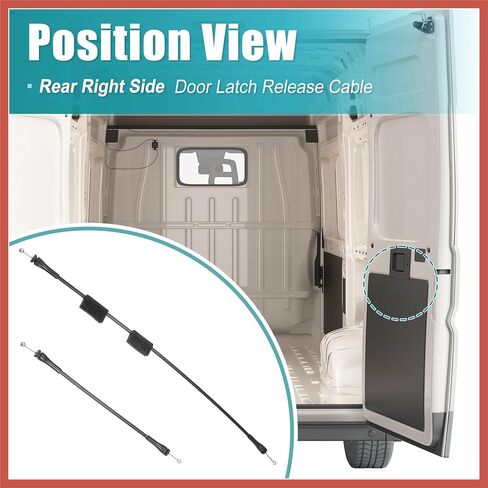 ACROPIX Rear Right Side Cargo Door Latch Release Cable for Ford E-150 E-250 E-350 E-450 Econoline Super Duty Van Wagon 1992-2018 Rear Door Handle Cable 8C2Z15431A02C 924-351 Car Parts in Saudi Arabia
