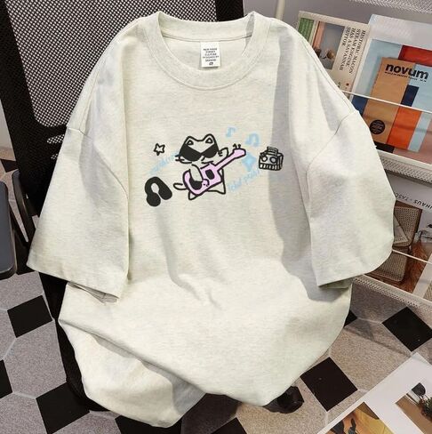 Y2K Cute Cat Graphic Tees for Women Kawaii Harajuku Oversized T-Shirt Casual Baggy Cotton Streetwear Tops in Saudi Arabia