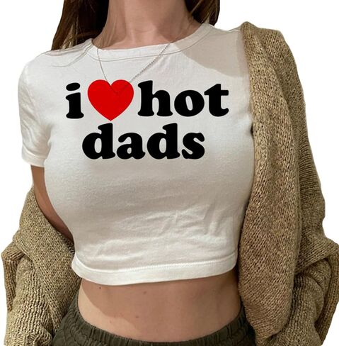 Y2k Baby Tee Shirts for Women Funny Letter Graphic Crop Tops Slim Fit Teen Girl Aesthetic Grunge T-Shirt in Saudi Arabia