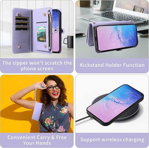 Asuwish Phone Case for Samsung Galaxy S10 Zipper Wallet Detachable Cell Cover with Tempered Glass Screen Protector Crossbody Lanyard Strap Flip Card Holder S 10 Edge 10S GS10 X10 Women Girls Brown in Saudi Arabia
