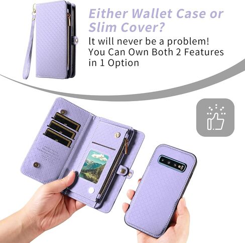 Asuwish Phone Case for Samsung Galaxy S10 Zipper Wallet Detachable Cell Cover with Tempered Glass Screen Protector Crossbody Lanyard Strap Flip Card Holder S 10 Edge 10S GS10 X10 Women Girls Brown in Saudi Arabia