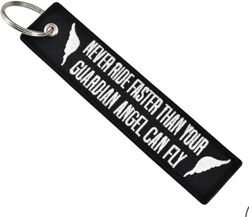 NEVER RIDE FASTER THAN YOUR GUARDIAN ANGEL CAN FLY Race Sport Racing Motorcycle Motorbike Biking Biker Ride Riding Car Dirtbike Motor Vehicle Motorcycling Club Keychain Key Tag Chain Fob Ring in Saudi Arabia