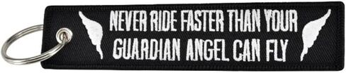 NEVER RIDE FASTER THAN YOUR GUARDIAN ANGEL CAN FLY Race Sport Racing Motorcycle Motorbike Biking Biker Ride Riding Car Dirtbike Motor Vehicle Motorcycling Club Keychain Key Tag Chain Fob Ring in Saudi Arabia