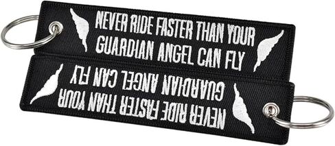 NEVER RIDE FASTER THAN YOUR GUARDIAN ANGEL CAN FLY Race Sport Racing Motorcycle Motorbike Biking Biker Ride Riding Car Dirtbike Motor Vehicle Motorcycling Club Keychain Key Tag Chain Fob Ring in Saudi Arabia
